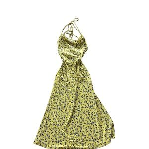 Halter cowl neck dress with low back